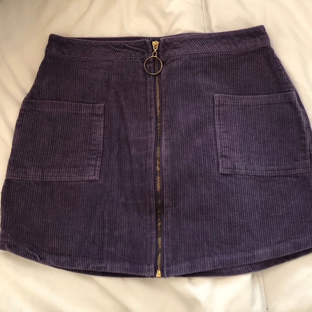 Corduroy zip skirt